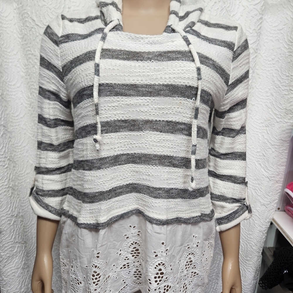 Striped Gray and White Women's Top